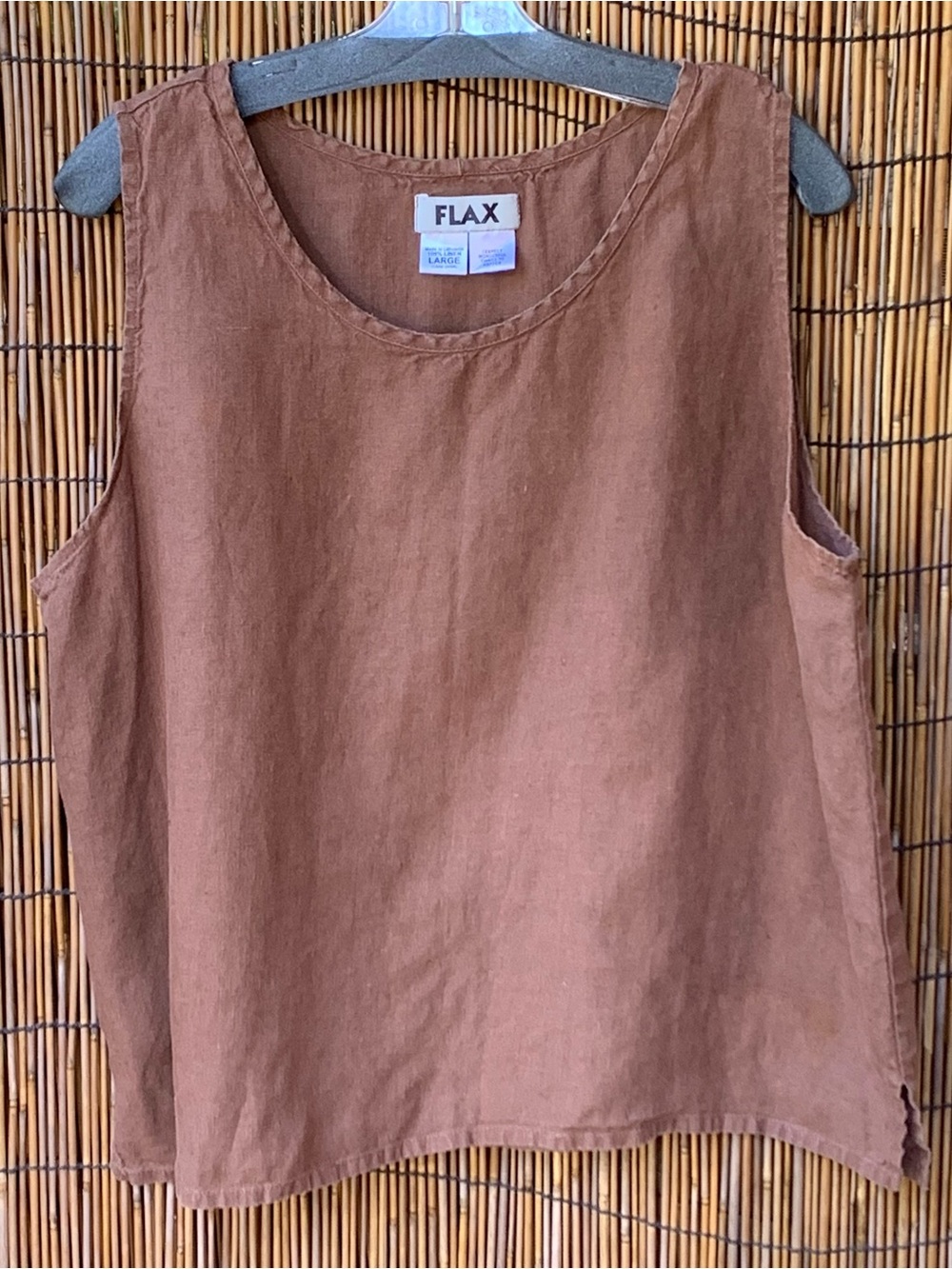 FLAX Women's Brown Linen Tank Top Size L